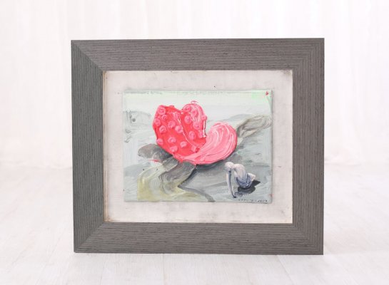 Zakázkové rámování olejomalby Michaela Rittsteina do širokého plovoucího rámu na podklad z bílého zlata