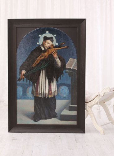 Rámování starého oltářního obrazu do dřevěného rámu