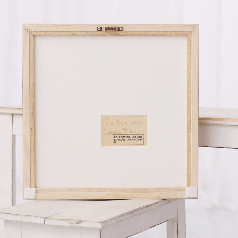 Oboustranné rámování obrazu Ljerka Sibenik do dubového rámu - zadní strana