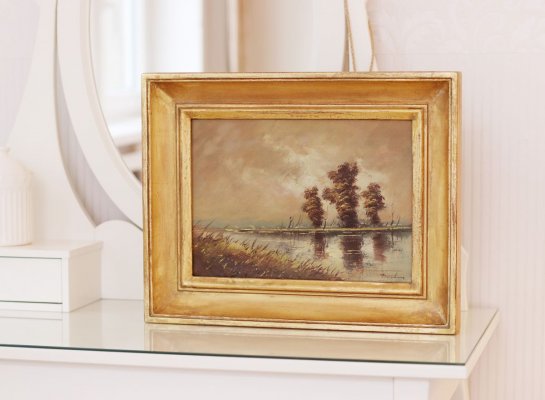 Zrestaurovaná krajina s řekou v nomém zakázkovém rámu prokoukla a vypadá krásně