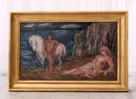 Zrestaurovaný obraz Bohumil Krátký - Setkání v novém luxusním modelovém rámu