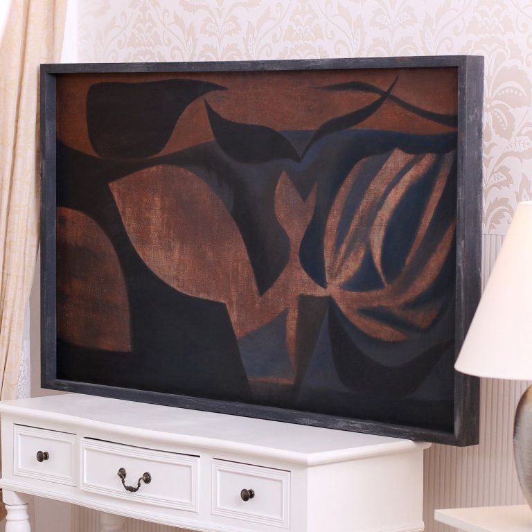 Exkluzivní designový rám industriálního vzhledu černého železa na obrazu Roberta Piesena