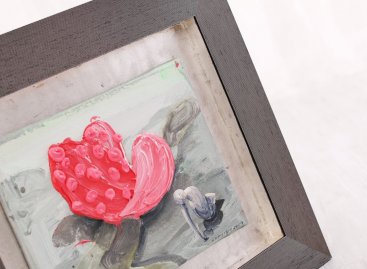 Zakázková dřevěná pasparta z bílého zlata pro obraz na plátně od Michaela Rittsteina s výrazným 3D efektem