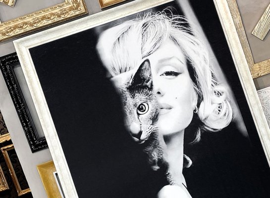Obraz na koberci Marilyn Monroe od Romana Řeháka ve stříbrném italském rámu