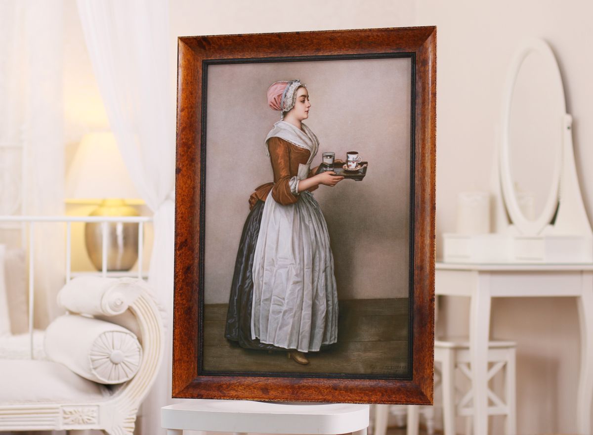 Rámování reprodukce Jean-Étienne Liotard Dívka s čokoládou do elegantního dřevěného rámu | © Frame-it.cz