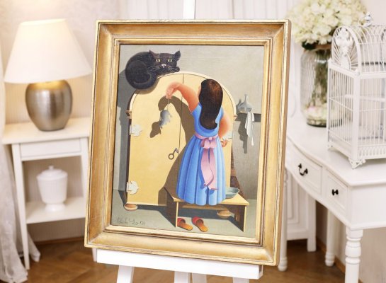 Luxusní zakázkový rám na obraz Libora Vojkůvky Na Čiči na plátně