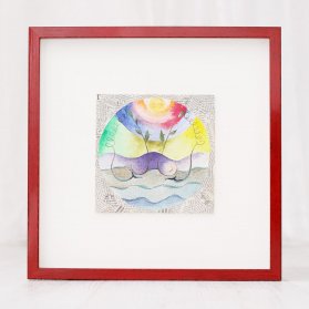 Hluboký červený rám na akvarel s 3D efektem