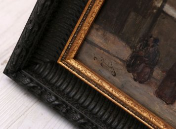 Tradičně ornamentální rámování obrazu staré Prahy - Staroměstského náměstí 