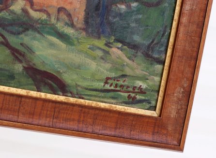 latá dřevěná fileta vytváří krásný designový přechod k dřevěnému dýhovanému rámu