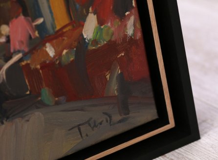 Zajímavé rámování do zdvojeného plovoucího rámu obrazu Honz Tomáš, Rušná ulice v Tajpeji