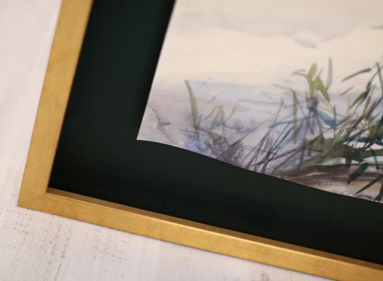 Prostorové rámování akvarelu Tomáše Honze - detail rámu