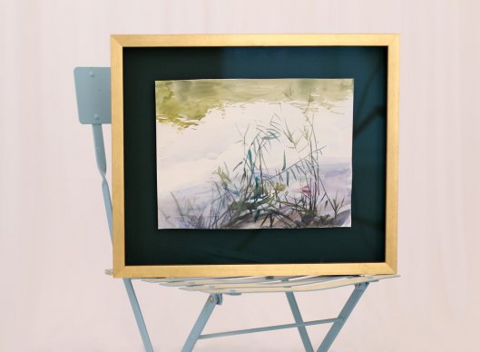 Prostorové rámování obrazu Tomáše Honze - akvarel z vltavských břehů