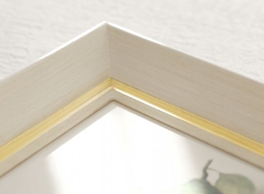 Široký otevřený rám olejomalby na panelu Zátiší s citróny ve smetanové barvě se zlatem