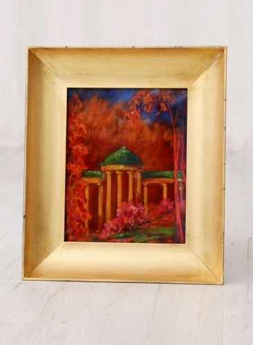 Rámování obrazu Jan Zrzavý  - pastel na papíře do mohutného luxusního zlatého rámu tvaru oblouku