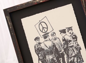 Prostorové 3D rámování grafiky Shepard Fairey - detail vitrínky