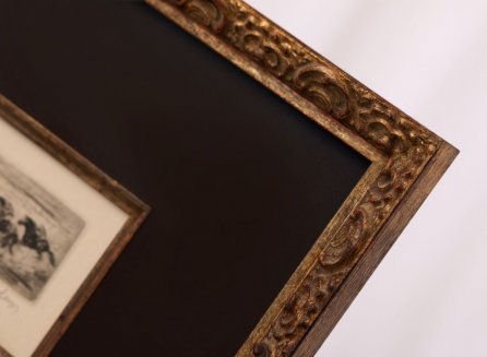 Patinovaný rám s filetou na grafiku - detail rámu