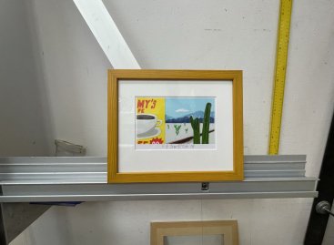 Původní nekvalitní rámování litografie Kaktusy Tomáše Bíma