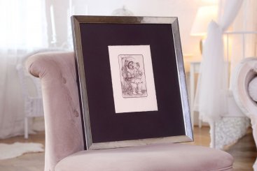 Obraz O Fedorenka v rámečku z pravého stříbra na hnědé paspartě