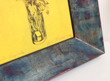 Zakázkový rám na lept Keepsake Míly Fürstové s modelovým dokončením a povrchem z oxidovanéh pravého stříbra