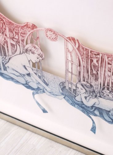 Detail prostorového rámování obrazu Míly Fürstové, Learning to fly