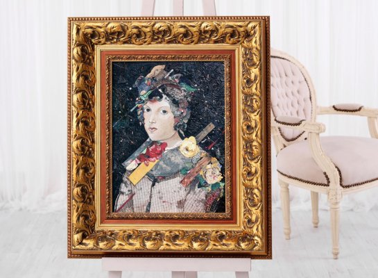 Široký zlatý ornamentální rám na obraze Minas Halaj