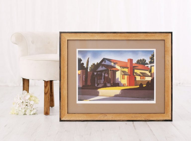 Zajímavý dvoubarevný jemně profilovaný dřevěný rám na obraze Kenton Nelson Louise for Example