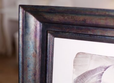 Luxusní zakázkový rám s pravým stíbrem opalizujícím v zelené na litografii Oldřich Kulhánek Faust