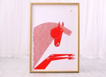 Rámování grafického list kůň od Maria Makeeva do zlatého rámu