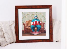 Dřevěný patinovaný rám na obraz Damilely Pareschi Captain America