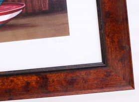 Dřevěný rám s dekorem medového dubu a černou linkou