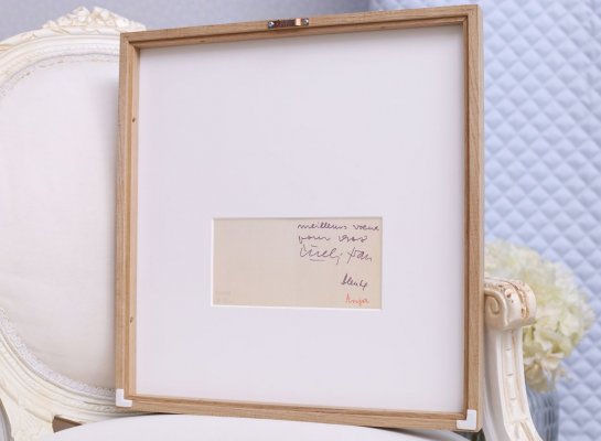 Serigrafie Ivan Picelj v oboustranném rámování se dvěma paspartami a dubovým rámem - pohled na zadní stranu