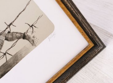 Rámování litografie Jo to jsme ještě žil Jiřího Suchého bez pasparty přímo pod sklo do rámu