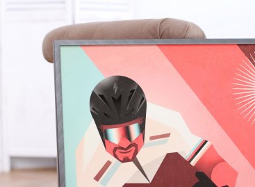 Rámování plakátu Tribute to Sagan od Tomski & Polanski do úzkého hliníkového rámu v barvě šedého kovu