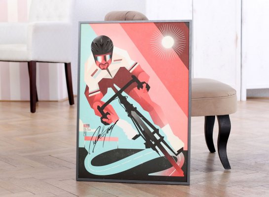 Jednoduchý minimalistický hliníkový rám na plakát Tribute to Sagan od Tomski a Polanski