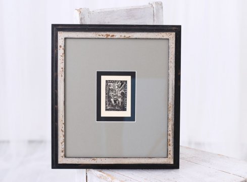 Ex Libris Seksbír Shakespeareee od Josefa Váchala zarámovaný s matným sklem