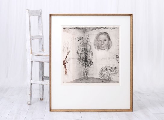 Moderní rámování leptu Milada Jiřího Anderle do moderního designového rámu a pasparty v muzeální kvalitě