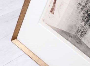 Moderní prostorový rám na obraz Milada Jiřího Anderle s kvalitní muzejní bílou paspartou