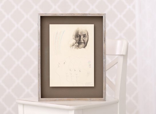 Prostorové rámování obrazu Jiří Anderle Tři Generace s 3D efektem, archivální paspartou a muzejním sklem