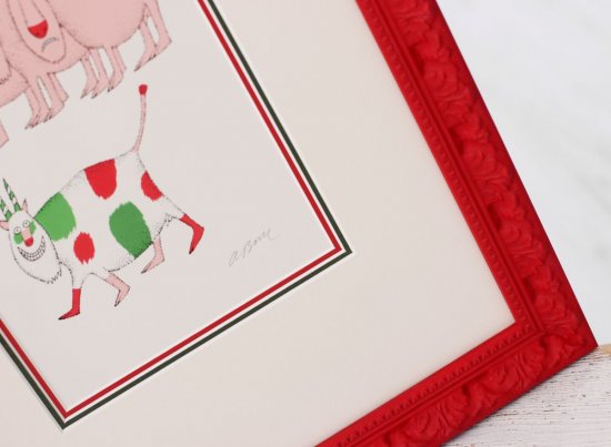 Hravé paspartování litografie Adolfa Borna do tří sladěných barevných paspart