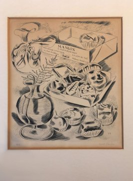 Cyril Bouda - Cukroví a orchidej - původí stav mědirytu se zahnědnutím papíru oxidací a rozpadem papíroviny