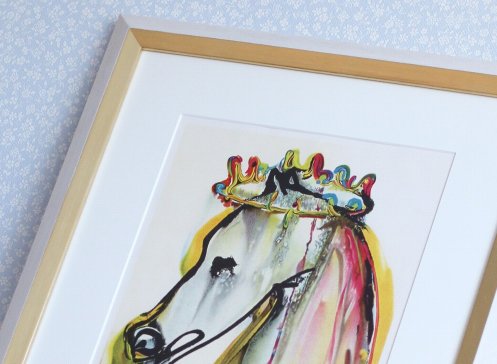 Muzeální rámování litografie Caligula Salvadora Dalí do italského dřevěného rámu a muzeální pH neutrální bílé pasparty.
