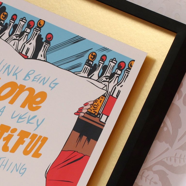 Detail - Prostorové rámování obrazu Pasty Onera s 3D efektem a zlatou gamour paspartou