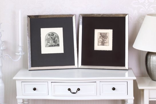 Rámování dvou tisků na papíře O. Fedorenka do pravého stříbra