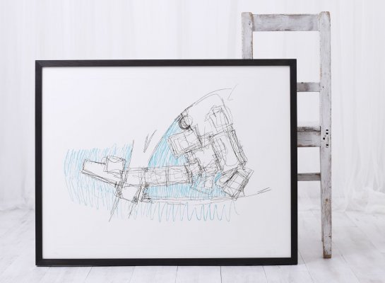 Černý dubový rám na nákres Frank Gehry Guggenheim Museum