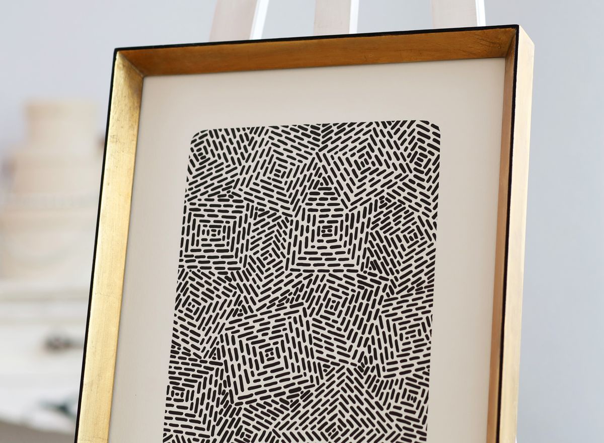 Nadčasový elegantní rám je na litografii Jana Lamra použit bez pasparty | © Rámařství Frame it.cz