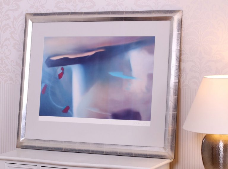 Rámování litografie Gerharda Richtera do modelového rámu z pravého stříbra