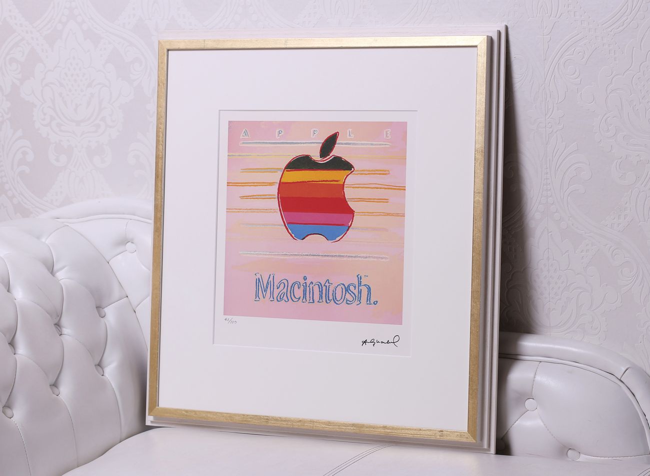 Obraz Andy Warhol, Apple (Macintosh) v bílo zlatém rámu