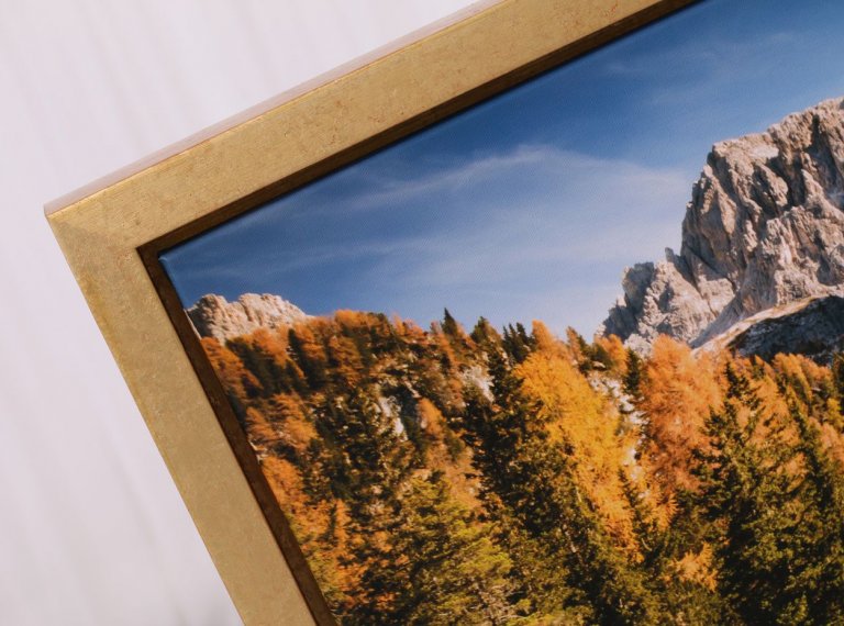 Zlatý plovoucí rám ponechává mezeru k fotoplátnu a nic nezakrývá