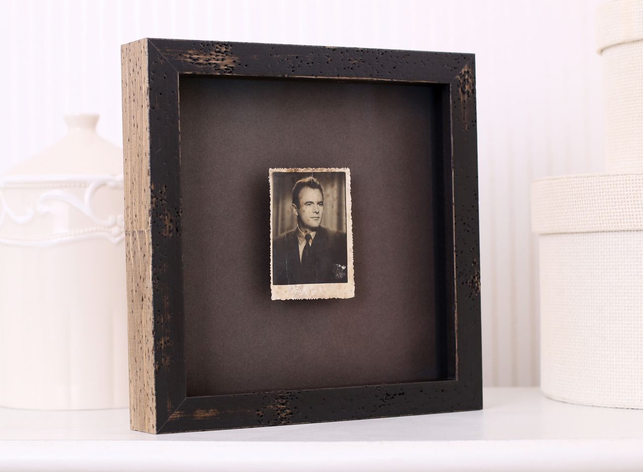 Rámování staré kabinetní portrétní fotografie