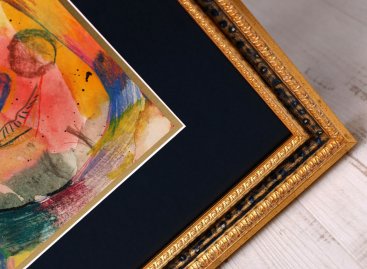 Barevné rámování a paspartování dětského obrazu - detail rámu